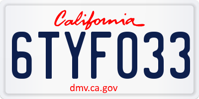 CA license plate 6TYF033