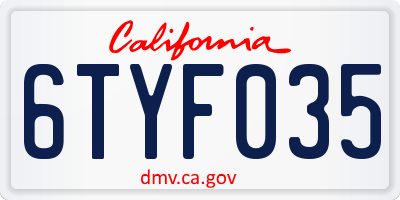 CA license plate 6TYF035