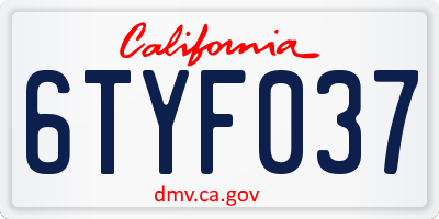 CA license plate 6TYF037