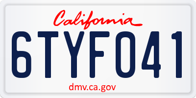 CA license plate 6TYF041