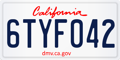 CA license plate 6TYF042