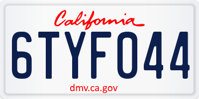 CA license plate 6TYF044