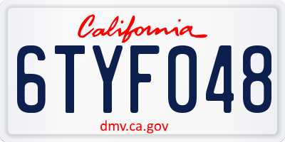 CA license plate 6TYF048