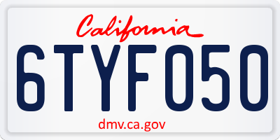 CA license plate 6TYF050