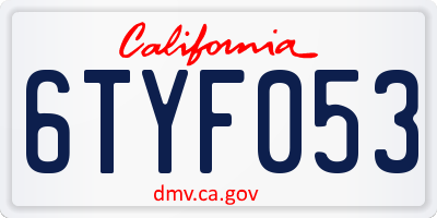 CA license plate 6TYF053