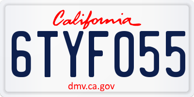 CA license plate 6TYF055
