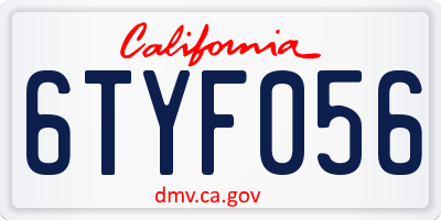 CA license plate 6TYF056