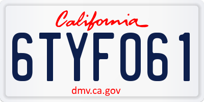 CA license plate 6TYF061