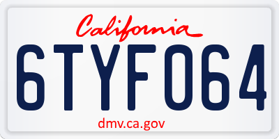 CA license plate 6TYF064