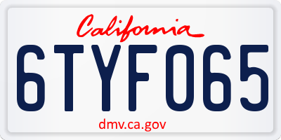 CA license plate 6TYF065