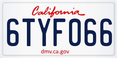 CA license plate 6TYF066