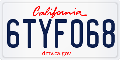 CA license plate 6TYF068