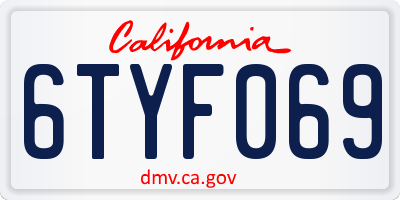 CA license plate 6TYF069