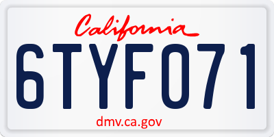 CA license plate 6TYF071