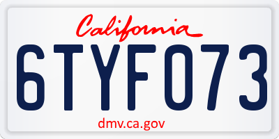 CA license plate 6TYF073