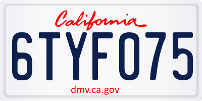CA license plate 6TYF075