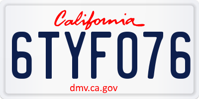 CA license plate 6TYF076
