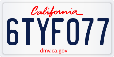 CA license plate 6TYF077