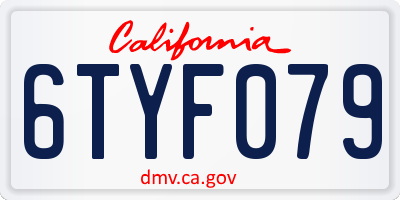 CA license plate 6TYF079