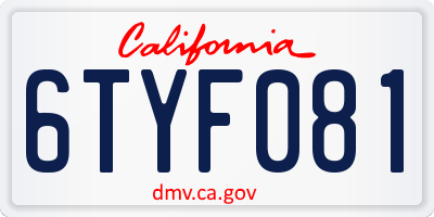 CA license plate 6TYF081