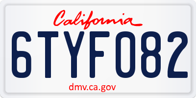 CA license plate 6TYF082