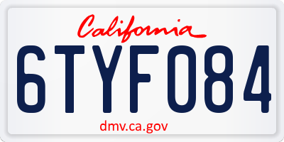CA license plate 6TYF084