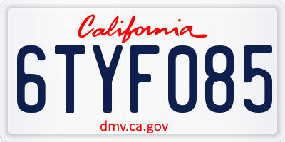 CA license plate 6TYF085