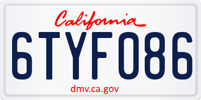 CA license plate 6TYF086