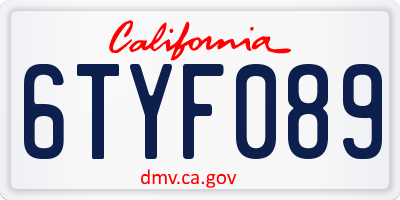 CA license plate 6TYF089