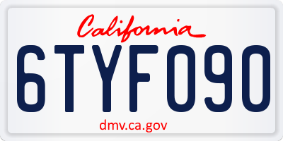 CA license plate 6TYF090