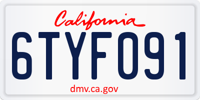CA license plate 6TYF091