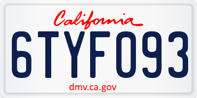 CA license plate 6TYF093