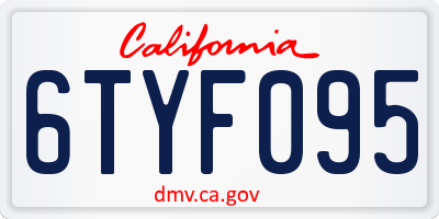 CA license plate 6TYF095