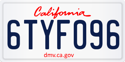CA license plate 6TYF096