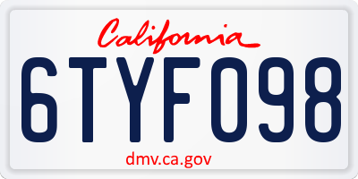 CA license plate 6TYF098