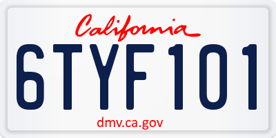 CA license plate 6TYF101