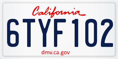 CA license plate 6TYF102