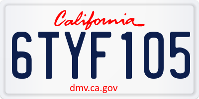 CA license plate 6TYF105