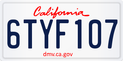 CA license plate 6TYF107