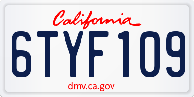 CA license plate 6TYF109