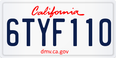 CA license plate 6TYF110