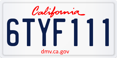 CA license plate 6TYF111