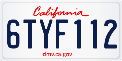 CA license plate 6TYF112