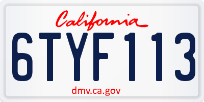 CA license plate 6TYF113