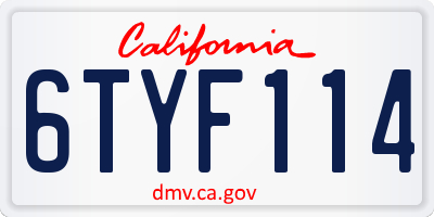 CA license plate 6TYF114