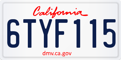 CA license plate 6TYF115