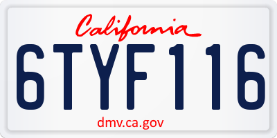 CA license plate 6TYF116