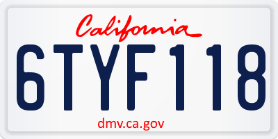 CA license plate 6TYF118