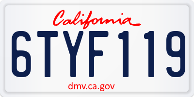 CA license plate 6TYF119