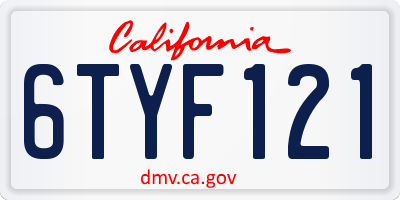 CA license plate 6TYF121